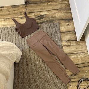 90 degree by reflex brown/tan workout set xs small